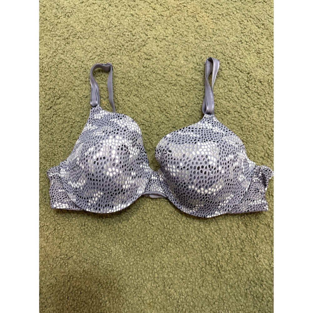 Warners 01593 Underwire Bra Purple White Dot Print 36B Adjustable Straps